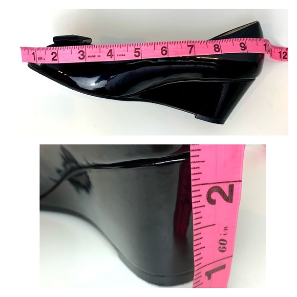 Nordstrom Patent Peep Toe Bow Wedges Heels - Picture 11 of 13